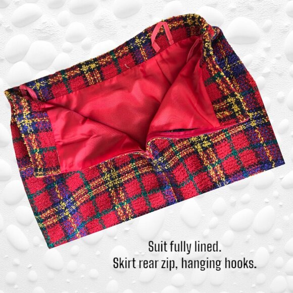 Ladies' Vibrant Heavy Weight Plaid Tweed 2-Piece Suit Fully Lined S/M - Picture 5 of 10